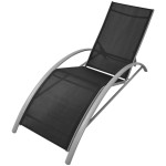 vidaXL Șezlonguri de plajă cu umbrelă, negru, aluminiu