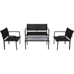 vidaXL Set mobilier de grădină, 4 piese, negru, textilenă vidaXL Set mobilier de grădină, 4 piese, negru, textilenă
