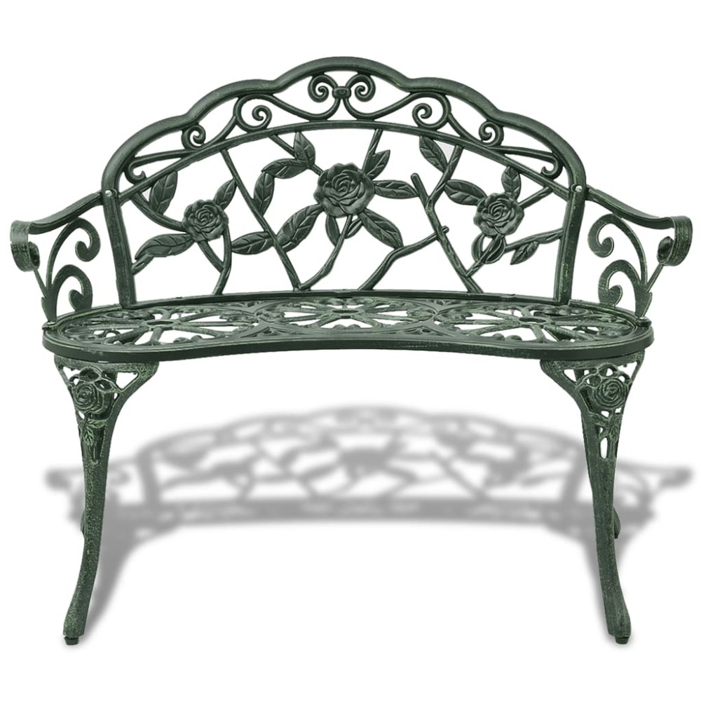 vidaXL Bancă de grădină, verde, 100 cm, aluminiu turnat