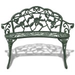 vidaXL Bancă de grădină, verde, 100 cm, aluminiu turnat