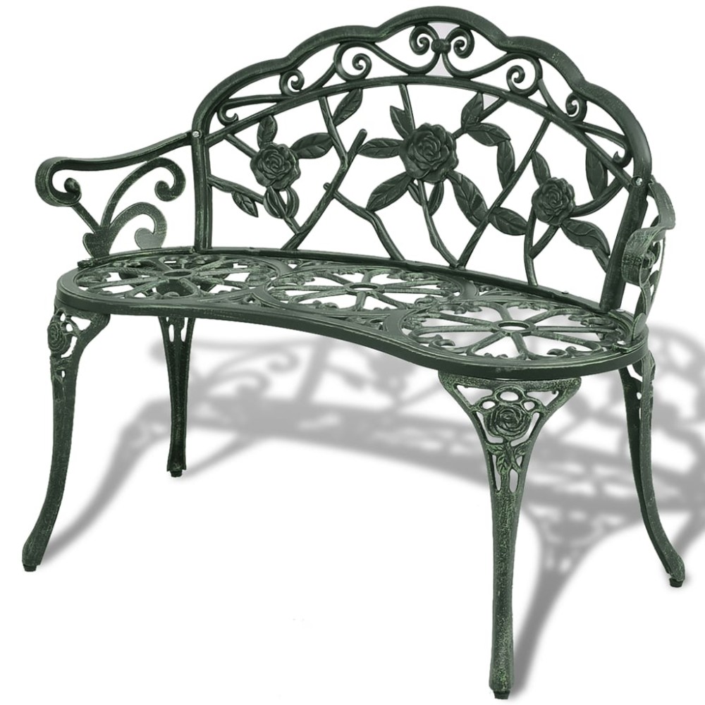 vidaXL Bancă de grădină, verde, 100 cm, aluminiu turnat