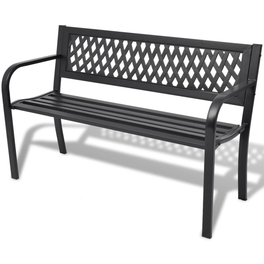 vidaXL Bancă de grădină, negru,118 cm, oțel