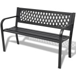 vidaXL Bancă de grădină, negru,118 cm, oțel vidaXL Bancă de grădină, negru,118 cm, oțel