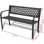 vidaXL Bancă de grădină, negru,118 cm, oțel vidaXL Bancă de grădină, negru,118 cm, oțel