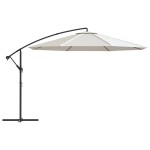 vidaXL Umbrelă de soare de grădină în consolă, alb nisipiu, 3,5 m vidaXL Umbrelă de soare de grădină în consolă, alb nisipiu, 3,5 m