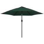 vidaXL Umbrelă de soare de grădină în consolă cu LED, verde, 3 m