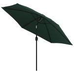 vidaXL Umbrelă de soare de grădină în consolă cu LED, verde, 3 m