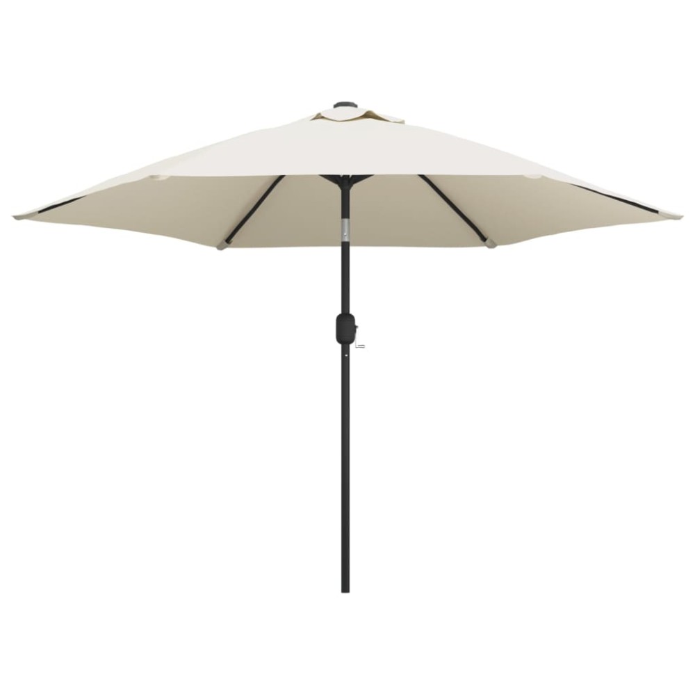 vidaXL Umbrelă de soare de grădină în consolă cu LED, alb nisipiu, 3 m