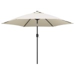 vidaXL Umbrelă de soare de grădină în consolă cu LED, alb nisipiu, 3 m vidaXL Umbrelă de soare de grădină în consolă cu LED, alb nisipiu, 3 m