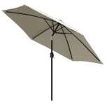 vidaXL Umbrelă de soare de grădină în consolă cu LED, alb nisipiu, 3 m vidaXL Umbrelă de soare de grădină în consolă cu LED, alb nisipiu, 3 m