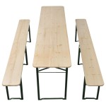vidaXL Masă pentru bere pliabilă cu 2 bănci, 220 cm, lemn de brad vidaXL Masă pentru bere pliabilă cu 2 bănci, 220 cm, lemn de brad