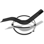 vidaXL Șezlong de plajă geometric, negru și gri, oțel vidaXL Șezlong de plajă geometric, negru și gri, oțel