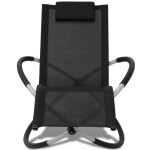 vidaXL Șezlong de plajă geometric, negru și gri, oțel vidaXL Șezlong de plajă geometric, negru și gri, oțel