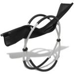 vidaXL Șezlong de plajă geometric, negru și gri, oțel vidaXL Șezlong de plajă geometric, negru și gri, oțel