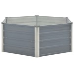 vidaXL Pat înalt cu straturi, 129x129x46 cm, oțel galvanizat, gri