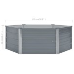 vidaXL Pat înalt cu straturi, 129x129x46 cm, oțel galvanizat, gri