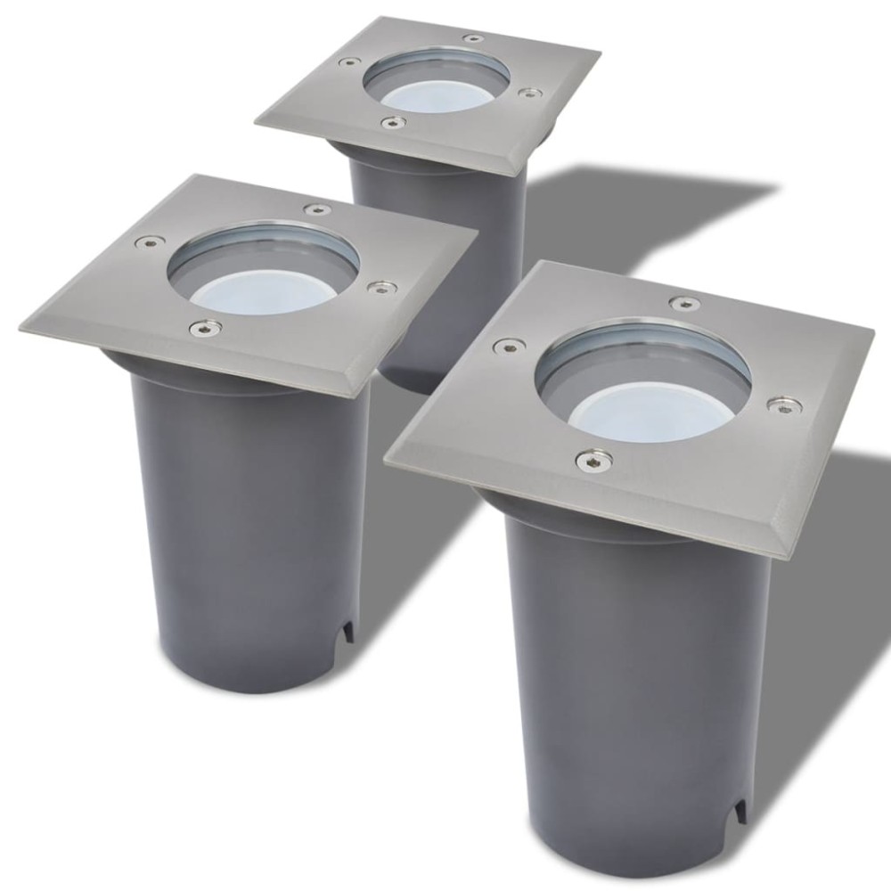 vidaXL Corpuri de iluminat LED pentru sol 3 buc pătrate