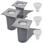 vidaXL Corpuri de iluminat LED pentru sol 3 buc pătrate vidaXL Corpuri de iluminat LED pentru sol 3 buc pătrate