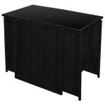 vidaXL Set bistro cu perne, 3 piese, negru, poliratan