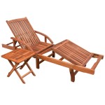 vidaXL Șezlong de plajă cu masă, lemn masiv de acacia vidaXL Șezlong de plajă cu masă, lemn masiv de acacia