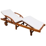 vidaXL Șezlong de plajă cu saltea, lemn masiv de acacia vidaXL Șezlong de plajă cu saltea, lemn masiv de acacia