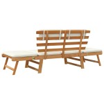 vidaXL Bancă de grădină cu perne 2-în-1, 190 cm, lemn masiv de acacia