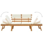 vidaXL Bancă de grădină cu perne 2-în-1, 190 cm, lemn masiv de acacia