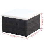 vidaXL Taburet otoman din poliratan, 53 x 53 x 30 cm, negru vidaXL Taburet otoman din poliratan, 53 x 53 x 30 cm, negru