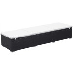 vidaXL Șezlong de plajă cu pernă, negru, poliratan vidaXL Șezlong de plajă cu pernă, negru, poliratan