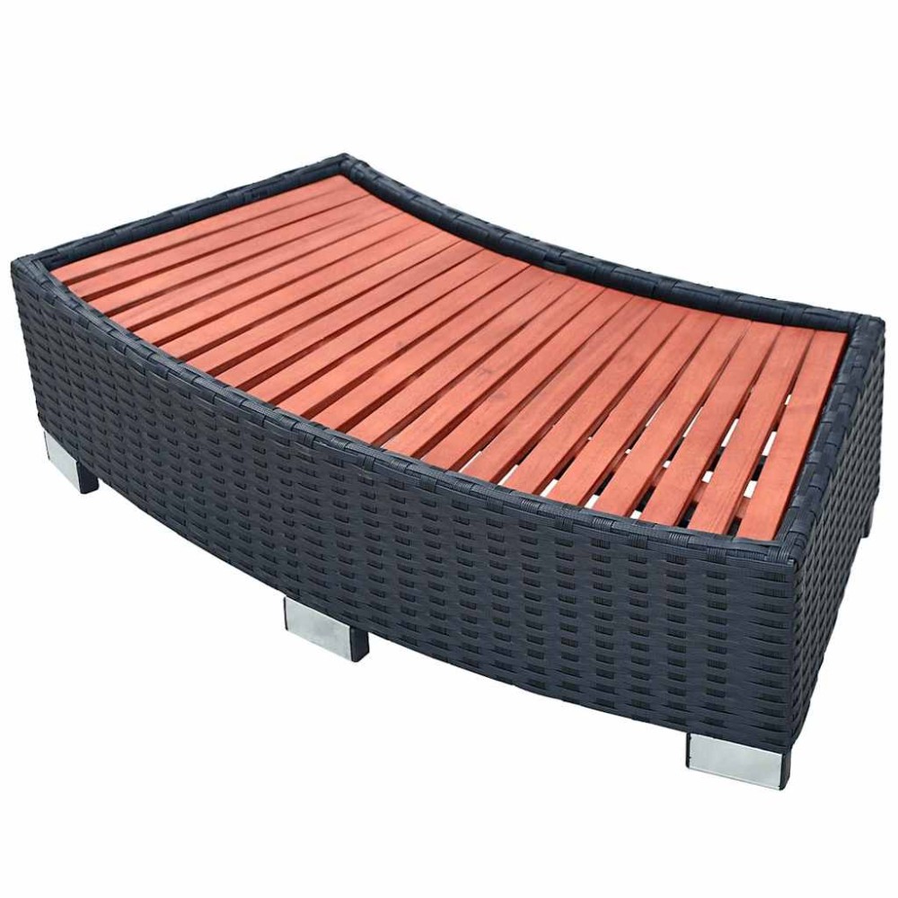 vidaXL Treaptă pentru spa, negru, 92 x 45 x 25 cm, poliratan