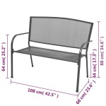 vidaXL Bancă de grădină, antracit, 108 cm, oțel și plasă