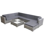 vidaXL Set mobilier de grădină cu perne, 8 piese, gri, poliratan vidaXL Set mobilier de grădină cu perne, 8 piese, gri, poliratan