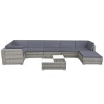 vidaXL Set mobilier de grădină cu perne, 8 piese, gri, poliratan vidaXL Set mobilier de grădină cu perne, 8 piese, gri, poliratan