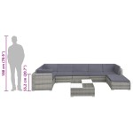 vidaXL Set mobilier de grădină cu perne, 8 piese, gri, poliratan vidaXL Set mobilier de grădină cu perne, 8 piese, gri, poliratan