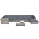 vidaXL Set mobilier de grădină cu perne, 8 piese, gri, poliratan vidaXL Set mobilier de grădină cu perne, 8 piese, gri, poliratan