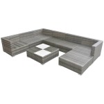 vidaXL Set mobilier de grădină cu perne, 8 piese, gri, poliratan vidaXL Set mobilier de grădină cu perne, 8 piese, gri, poliratan