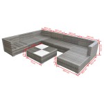 vidaXL Set mobilier de grădină cu perne, 8 piese, gri, poliratan vidaXL Set mobilier de grădină cu perne, 8 piese, gri, poliratan