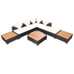 vidaXL Set mobilier de grădină cu perne, 8 piese, negru, poliratan