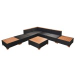 vidaXL Set mobilier de grădină cu perne, 8 piese, negru, poliratan