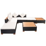 vidaXL Set mobilier de grădină cu perne, 7 piese, negru, poliratan vidaXL Set mobilier de grădină cu perne, 7 piese, negru, poliratan