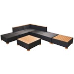 vidaXL Set mobilier de grădină cu perne, 7 piese, negru, poliratan vidaXL Set mobilier de grădină cu perne, 7 piese, negru, poliratan