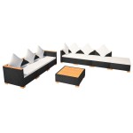 vidaXL Set mobilier de grădină cu perne, 8 piese, negru, poliratan