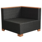 vidaXL Set mobilier de grădină cu perne, 8 piese, negru, poliratan