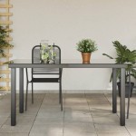 vidaXL Masă de grădină, negru, 150 x 90 x 74 cm, aluminiu și sticlă vidaXL Masă de grădină, negru, 150 x 90 x 74 cm, aluminiu și sticlă