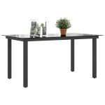 vidaXL Masă de grădină, negru, 150 x 90 x 74 cm, aluminiu și sticlă vidaXL Masă de grădină, negru, 150 x 90 x 74 cm, aluminiu și sticlă