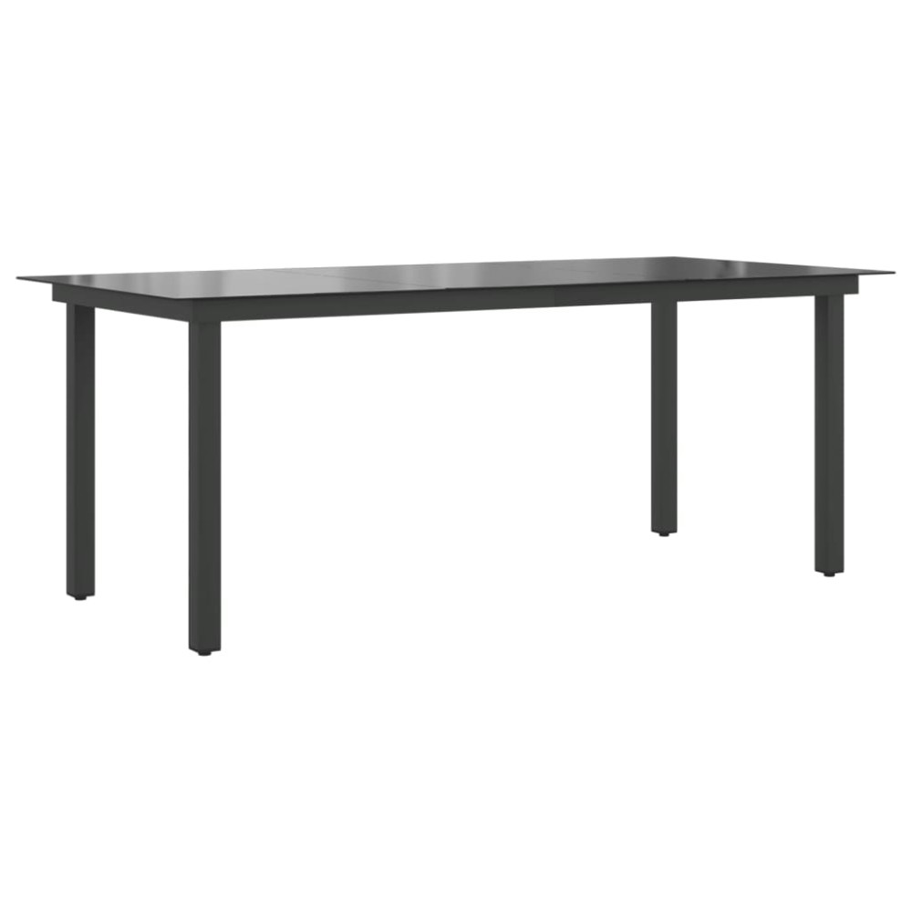 vidaXL Masă de grădină, negru, 190 x 90 x 74 cm, aluminiu și sticlă