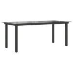 vidaXL Masă de grădină, negru, 190 x 90 x 74 cm, aluminiu și sticlă