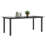 vidaXL Masă de grădină, negru, 190 x 90 x 74 cm, aluminiu și sticlă