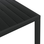 vidaXL Masă de grădină, negru, 185 x 90 x 74 cm, aluminiu și WPC