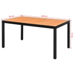 vidaXL Masă de grădină, maro, 150 x 90 x 74 cm, aluminiu și WPC